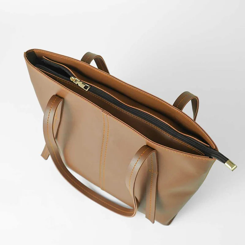 Women's Leather Plain Shoulder Bag