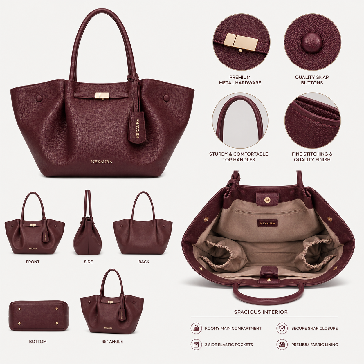 Nexaura Women's Leather Tote Bag