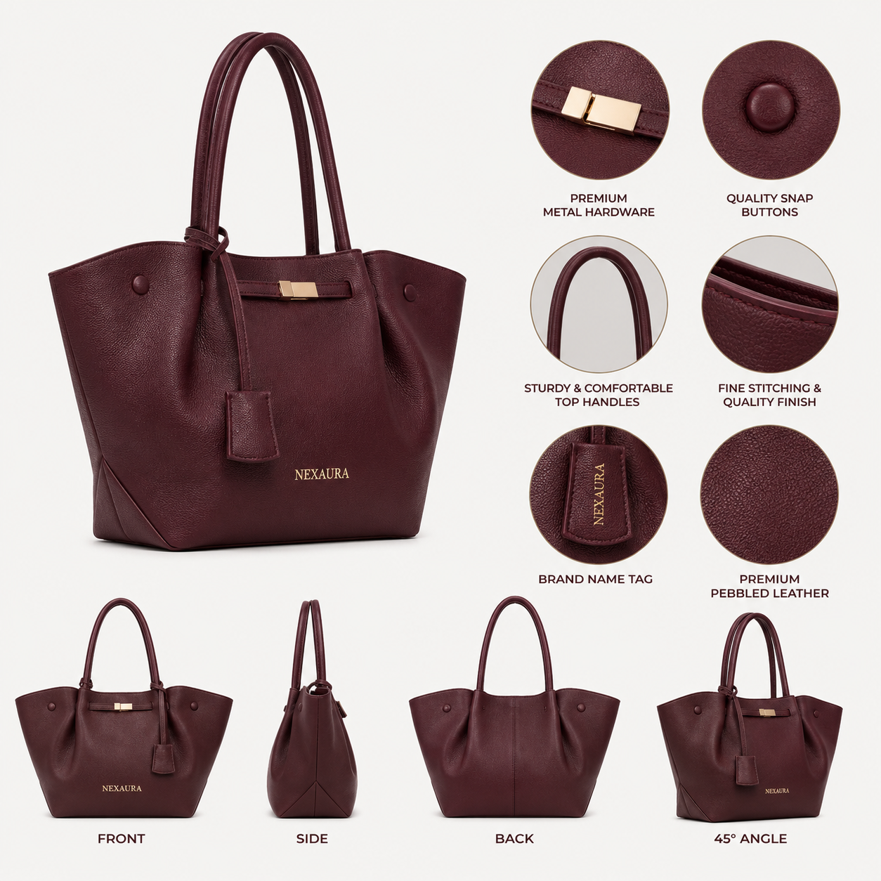 Nexaura Women's Leather Tote Bag