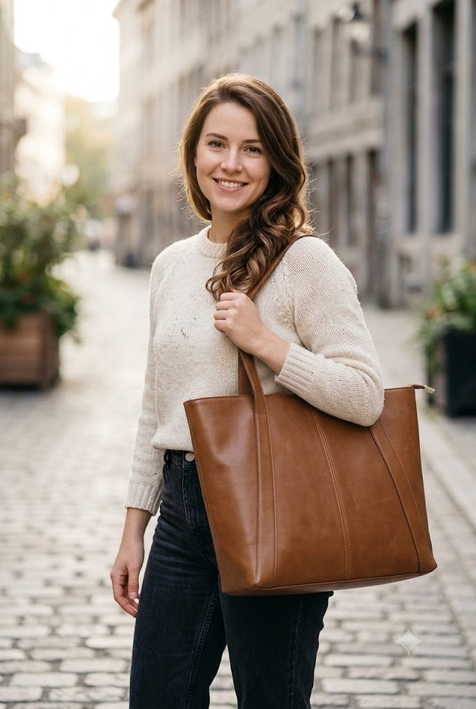 Women's Leather Plain Shoulder Bag